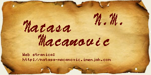 Nataša Macanović vizit kartica